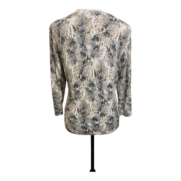 White House black market womens cardigan snap buttons snake rayon size medium - Picture 6 of 12